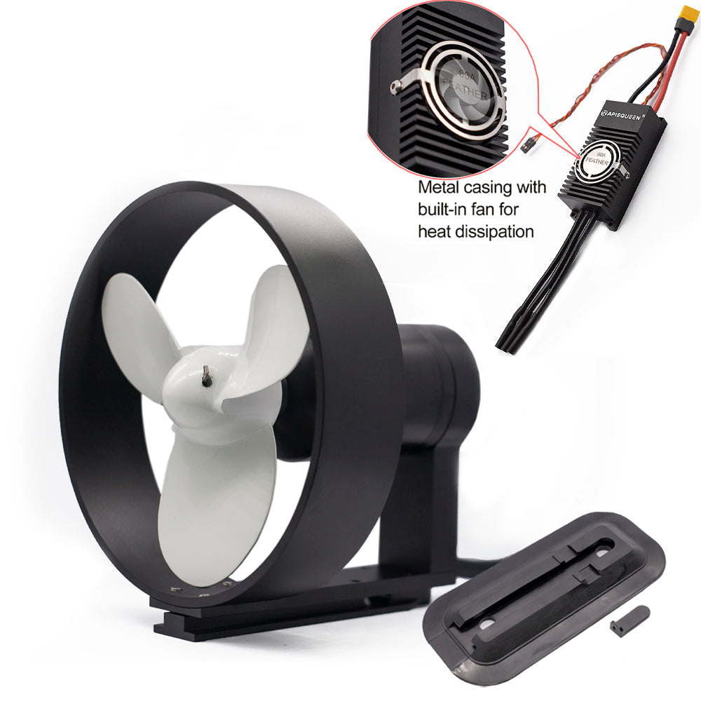 APISQUEEN 24V/36V/48V Underwater Thruster U35 39kg thrust, 3 blades, for cruise ships/fishing boats etc.