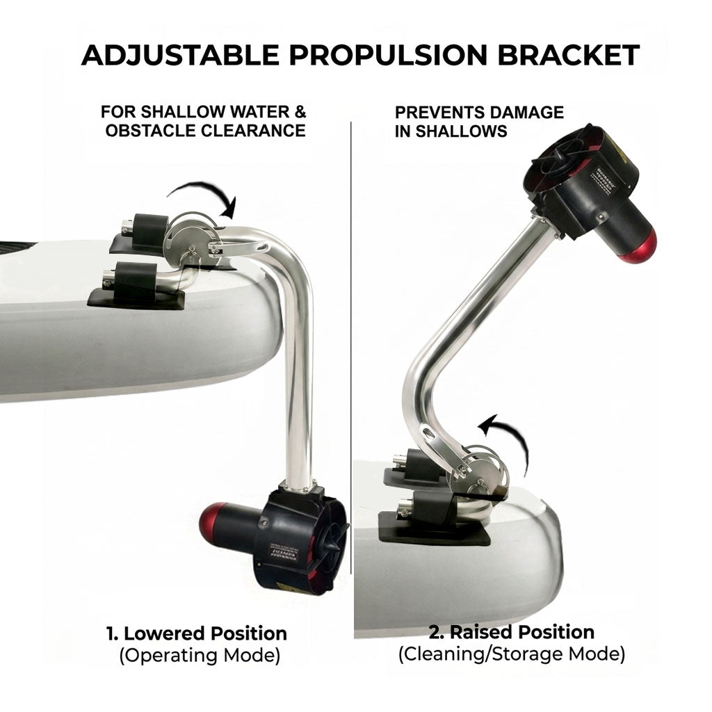 APISQUEEN U92 Pro Adjustable Stainless Steel Underwater Thruster Mount for Shallow Water – Suitable for Kayaks, SUPs, and Inflatable Boats