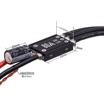 APISQUEEN 2-8S Feather 80A ESC waterproof metal housing, adjustable parameters, suitable for underwater thrusters, waterproof motors