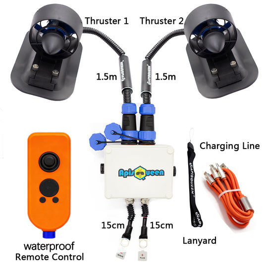 Apisqueen U2 Set 12v-16v 3.4kg Thrust Underwater Propeller with Bi-Directional Fully Waterproof ESC for Rov, Boat, Diving, Fishing.