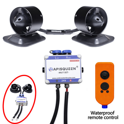Apisqueen 24V Tow Mu7 Kit Underwater Thruster, Small Motor, 22lb Thrust, with Remote Control, Kayak Thruster